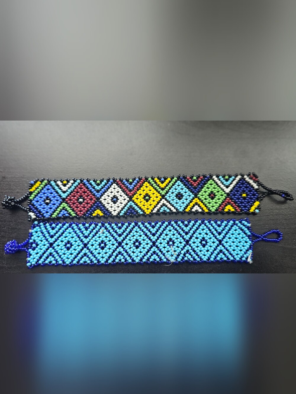 NWOT Beaded Blue and Multicolor Kenyan Bracelet - Handmade Fashion Accessory